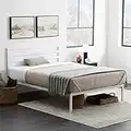 Edenbrook Cassidy Metal Platform Bed Frame with Metal Headboard - Box Spring Not Required - Wood Slat Support, White, King