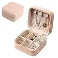 Eucomir Boite a Bijoux,Boîte à Bijoux pour Femme,Petite Organisateur de Bijoux de Voyage en Cuir PU,Organisateur de Boîte à Bijoux Portable,Coffret à Bijoux pour Ranger Bagues/Colliers/Bracelets, Rose