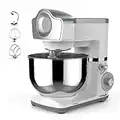 ELESTYLE Stand Mixer, 6L Food Mixer, 1500W, 6 Speeds with Pulse Kitchen Electric Mixer, Tilt-Head Cake Mixer with Stainless Steel Bowl, Dough Hook, Whisk, Beater, Low Noise (White)