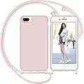 Nupcknn Liquid Silikon Handykette Hülle für iPhone 7 Plus/iPhone 8 Plus/iPhone 6s Plus Hülle Necklace(abnehmbar) Hülle mit Kordel zum Umhängen Handy Schutzhülle mit Band (Rosegold, 5.5")