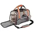 FRUITEAM Cat Soft-Sided Travel Carriers - Airline Approved Pet Travel Bag - Foldable Cats/Dogs/Puppy/Kitten/Rabbits Carry-on, Secure Button Zipper, Adjustable Shoulder Straps - Small Pet Handbag -18 x 10 x 11 inches(Gray)