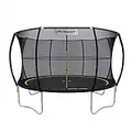 Ultrasport Trampoline de jardin de 366 cm de diamètre, cordes élastiques au lieu de ressorts, pas de grincements, Charge max. de 150 kg, kit de trampoline complet, couleur : Noir