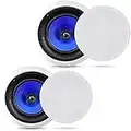 2-Way In-Wall In-Ceiling Speaker System - Dual 8 Inch 300W Pair Of Ceiling Wall Flush Mount Speakers W/ 1" Silk Dome Tweeter, Adjustable Treble Control - For Home Theater Entertainment - Pyle PIC8E