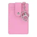 SimpleLife adults Souple en Cuir Carte de Voyage Passe Bus Carte de Crédit ID Carte Portefeuille Couverture Cas Titulaire avec Porte-clés Porte-clés Rose