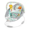 Bright Starts Comfy Baby Bouncer Soothing Vibrations Infant Seat - Taggies, Music, Removable-Toy Bar, 0-6 Months Up to 20 lbs (Whimsical Wild)