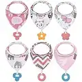 vuminbox Baby Bandana Drool Bibs 6-Pack and Teething Toys 6-Pack Made with 100% Organic Cotton, Super Absorbent and Soft Unisex (6-Pack Girl)