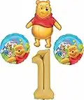 Winnie the Pooh 1st Birthday Party Balloon Bundle, for 1 Year Old Birthday