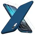 TOCOL 3 in 1 for iPhone XR Case, with 2 Pack Tempered Glass Screen Protector, Liquid Silicone Slim Shockproof Cover [Anti-Scatch] [Drop Protection] iPhone XR Phone Cases 6.1 Inch, Midnight Blue