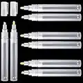 Set of 6 Empty Fillable Blank Paint Pen Markers Refillable Paint Pen Fine Tip Graffiti Markers Acrylic Markers for Oil Painting, 3 mm 6 Mm, Clear