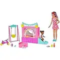 Barbie Skipper Babysitters Inc. Bounce House Playset with Skipper Babysitter Doll, Toddler Doll, Swing & Accessories, Toy for 3 Year Olds & Up, HHB67