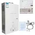 ECUTEE Gas Hot Water Heater LPG Portable Instant Propane Water Heater 18L 36KW for Home Apartment Camping Outdoor Garden Use, Boiler Stainless Steel Tankless LED Display Water Heater w/Shower Kit