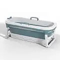 Vasca da Bagno per Adulti Portatile,Vasca da Bagno Pieghevole in Plastica Ispessita,Secchio Fumante, Casa Sauna, Vasca da Bagno per Bambini (Blu) (115 * 62 * 52 cm)