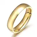 JAJAFOOK Men Women Stainless Steel Smooth Rings 4MM Width,Gold,High Palted