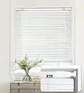 LazBlinds No Tools-No Drill 1" Aluminum Horizontal Mini Blinds Shades for Window Size 20'' W x 64'' H, Light Filtering Inside Installation, White