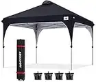 ABCCANOPY 2x2M Pop Up Gazebo Commercial Gazebo With Upgrade Roller Bag, 4 Weight Bags, Stakes and Ropes(Black)