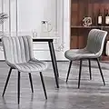 Kidol & Shellder Modern Dining Chairs Set of 2 Grey PU Upholstered Kitchen & Dining Room Chairs,Loads Up to 136kg,3 Mins Quick Assembly