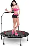 38" Mini Fitness Trampoline with Adjustable Handle, Indoor Exercise Foldable Rebounder Trampoline Cardio Trainer Workout for Kids Adults Max. Load 300lbs