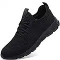 Damyuan Mens Running Walking Tennis Trainers Casual Gym Athletic Fitness Sport Shoes Fashion Sneakers Ligthweight Comfortable Working Outdoor Flat Shoes for Jogging Black Size 10.5 UK