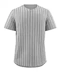 Freecustom Plain Mens Baseball Jersey Button Down Shirts Short Sleeve Hip Hop Sports Uniform Plus Size, Grey/Black Stripe, Large