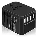 Reiseadapter Reisestecker Universal 224 Ländern Travel Adapter, 2000W Fast Charge Weltweit mit 4 USB Ports + Type C + AC Reise Steckdosenadapter Steckdose International für USA Europa UK Asia usw