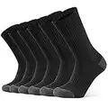 Closemate 6 Pairs Men's Cushion Crew Calf Socks Moisture Wicking Athletic Cotton Socks for Sport Training Work (6Black, 10-13(L))