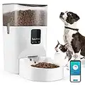 Lewondr Automatic Cat Feeder, 7L 2.4G WiFi Dog Feeder Pet Food Dispenser with 10s Voice Recorder, Timed Feeder with Locking Buckle Lid, 1-10 Meals and 0-12 Portion Daily for Small/Medium Pets,White