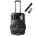 Portable DJ PA Speaker System 15" 800w Bluetooth Music Lights and Wireless Microphone Battery Powered