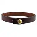 Mens Genuine Leather Bracelet, Handmade Adjustable Leather Cuff Bracelet Punk Style Leather wrap Wristband for Men (Brown)