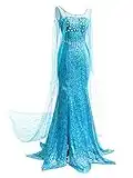 YOSICIL Costume da Elsa Frozen per donna, Abito da principessa Elsa Ice Queen Abito elegante blu Costume di carnevale Donna Frozen Festa di Natale Cosplay Halloween,Blu,S