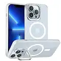 CTTFUAV Funda magnética para iPhone 13 Pro MAX con Soporte de Metal Protección de la cámara Funda rígida a Prueba de Golpes Compatible con iPhone 13 Pro MAX de 6,7 Pulgadas (Blanco Mate)