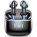 Auriculares Inalambricos, Auriculares Bluetooth 5.3 con 4 HD Mic, 40H HiFi Estéreo Cascos Inalambricos Bluetooth, Controlador de 13 mm, In-Ear Auriculares Pantalla LED, IP7 Impermeable, USB-C, Negro