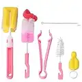 Babyflaschenreiniger bürste, flaschenbürste baby, Lange Griff Flaschen Reiniger, Schlauchbürste Set, für das Waschen von Babyflasche Sport Wasser Flaschen, Tee Kessel, Karaffe Schmale (pink)