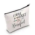 G2TUP Sewing Gift Quilting Gift Quilter Cosmetic Bag I Drive Fast and Barefoot Travel Make Up Pouch Great Gift for Quilters (I Drive Fast and Barefoot White Bag)