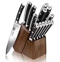 SHAN ZU Ensemble de Couteaux de Cuisine avec Bloc, Set de 14 Couteaux de Chef Allemands Professionnels avec Affûteur Fusil à Aiguiser