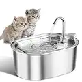 Cat Water Fountain Automatic Pet Water Fountain 3.2L/108oz Stainless Steel Pet Fountain Water Dispenser Cat Water Bowl Cat Drinking Fountains with Ultra-Quiet Pump for Cats, Multiple Pets