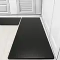 Kitsure Kitchen Mats 2 PCS, Waterproof & Non-Slip Kitchen Rugs, Anti-Fatigue Mats for Kitchen Floors, Offices & Laundries, Durable Resilient Kitchen Rug Set, 17.3"×30"+17.3"×47",Black