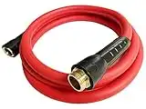 SANFU Hybrid Lead In Garden Hose 5/8 IN(15.5 x 20.8mm). X 10 FT, 200PSI, Heavy Duty, Lightweight, Flexible with Swivel Grip Handle and 3/4" GHT Solid Brass Fittings, RED(10')