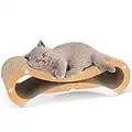 Furjoy Griffoirs pour Chats, Courbes Carton Ondulé pour Chat avec Herbe à Chat, Tapis Griffoir de Grattage,Jouer et Dormir [Carton de qualité supérieure & Réversible, 50 x 23 x 15 cm]