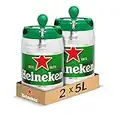 Pack de 2 fûts 5L - Heineken Blonde | Biere Blonde 5° | Compatible avec Tireuse BeerTender | Utilisable sans Machine à Bière | Bieres pression à Domicile | Heineken