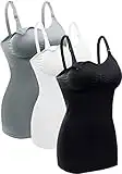 Womens Nursing Tank Tops Built in Bra for Breastfeeding Maternity Camisole Brasieres Color Black Grey White Size M Pack of 3