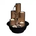 Alpine Corporation Tiered Column Tabletop Fountain with 3 Candles, Mini Waterfall for Indoor Spaces, Relaxation Water Feature, 11" Tall, Brown