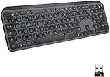 Logitech MX Keys Kabellose Tastatur, Bluetooth & USB-Empfänger, USB-C Anschluss, 5-Monate Akkulaufzeit, Easy-Switch Feature, Tastenbeleuchtung, PC/Mac, Deutsches QWERTZ-Layout - Graphit