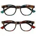 Opulize Ava Pack 2 Mujeres Señoras Marrón Carey Turquoise Rojo Ajuste Cómodo Gafas De Lectura Bisagras Resorte RR62-QZ +2,50