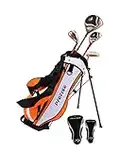 Precise Distinctive Right Handed Junior Golf Club Set for Age 3 to 5 (Height 3' to 3'8") Set Includes: Driver (15"), Hybrid Wood (22*), 7 Iron, Putter, Bonus Stand Bag & 2 Headcovers