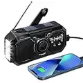 Sweetone Radio Solaire, Radio Portable Manivelle, AM/FM Radio Dynamo 2500mAh Rechargeable, USB-C avec Lampe de Poche à Lumière/Alarme SOS, Radio Portative pour Urgence Extérieure Camping