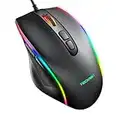 TECKNET RGB Gaming Mouse, 10000dpi Raptor Pro Wired Pc Mice With 8 Programmable Buttons & Chroma RGB Backlit, Ergonomic Design, Ultimate Precision, and Customization