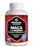 Vitamaze® Maca Andina 4000 mg + L Arginina + Vitamina C y Vitamina B + Zinc (240 Cápsulas) Maca Peruana Altamente Concentrada, sin Aditivos Innecesarios, Calidad Alemana.