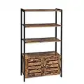 VASAGLE Scaffale, Armadietto di Stoccaggio con 3 Ripiani e 2 Ante a Persiana, Libreria in Soggiorno, Studio, Camera da Letto, 70 x 30 x 121,5 cm, Multifunzionale, Marrone Vintage e Nero LSC75BX