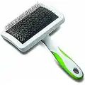 Andis 65710 Self-Cleaning Animal Slicker Brushes with Curved Stainless-Steel Bristles for All Breeds - Reduces Shedding by Up to 90%, Removes Tangles, Dirt & Loose Hair – Large, Green,Black