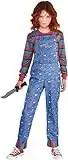 Party City Chucky Halloween Costume for Girls, Child’s Play, Large (12-14), with Jumpsuit